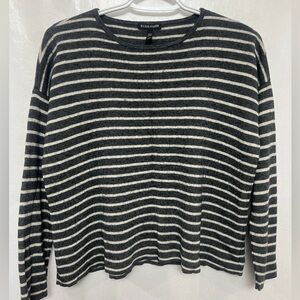 EILEEN FISHER Gray Striped Pullover Sweater Size M